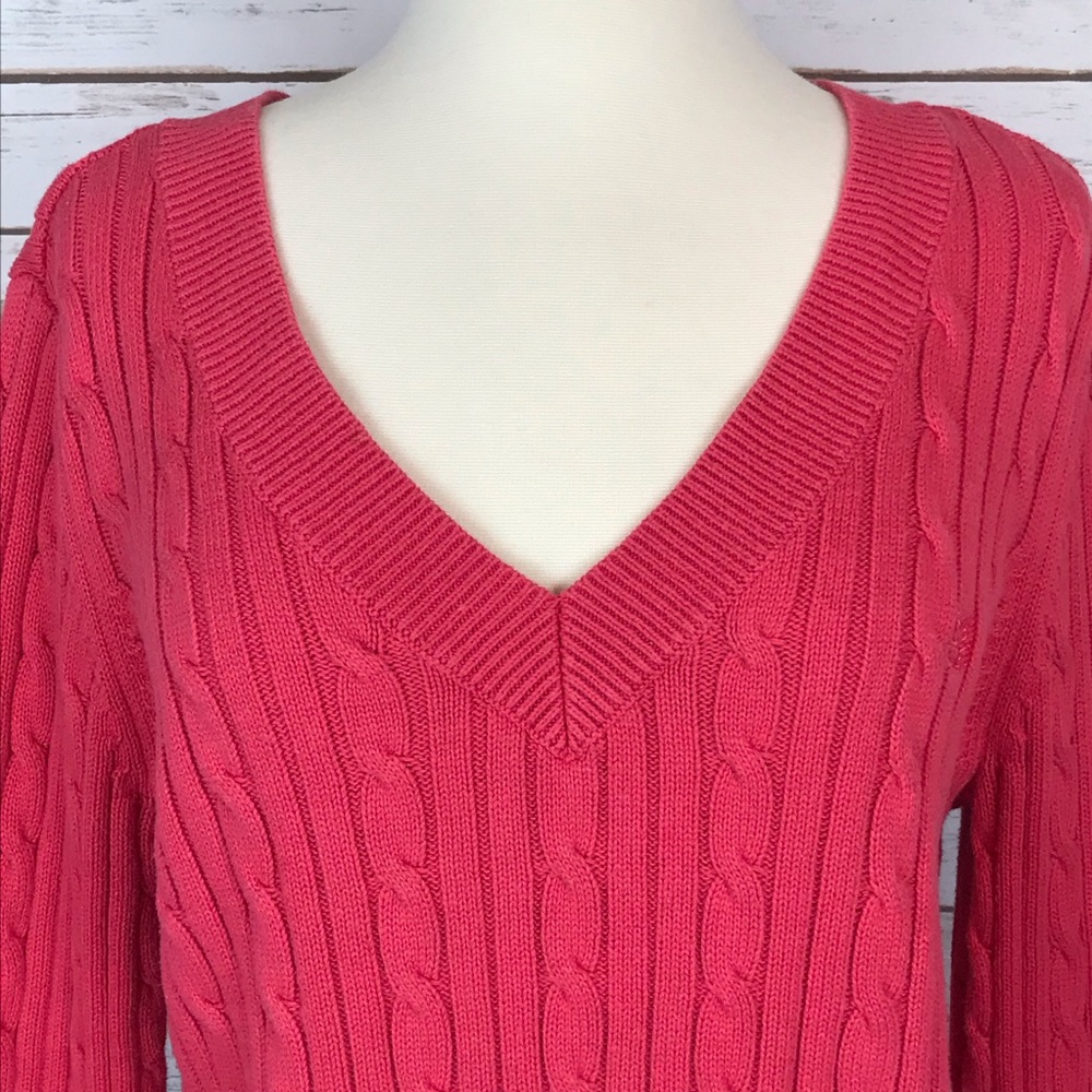 Chaps Cable Knit V-Neck Pullover Sweater